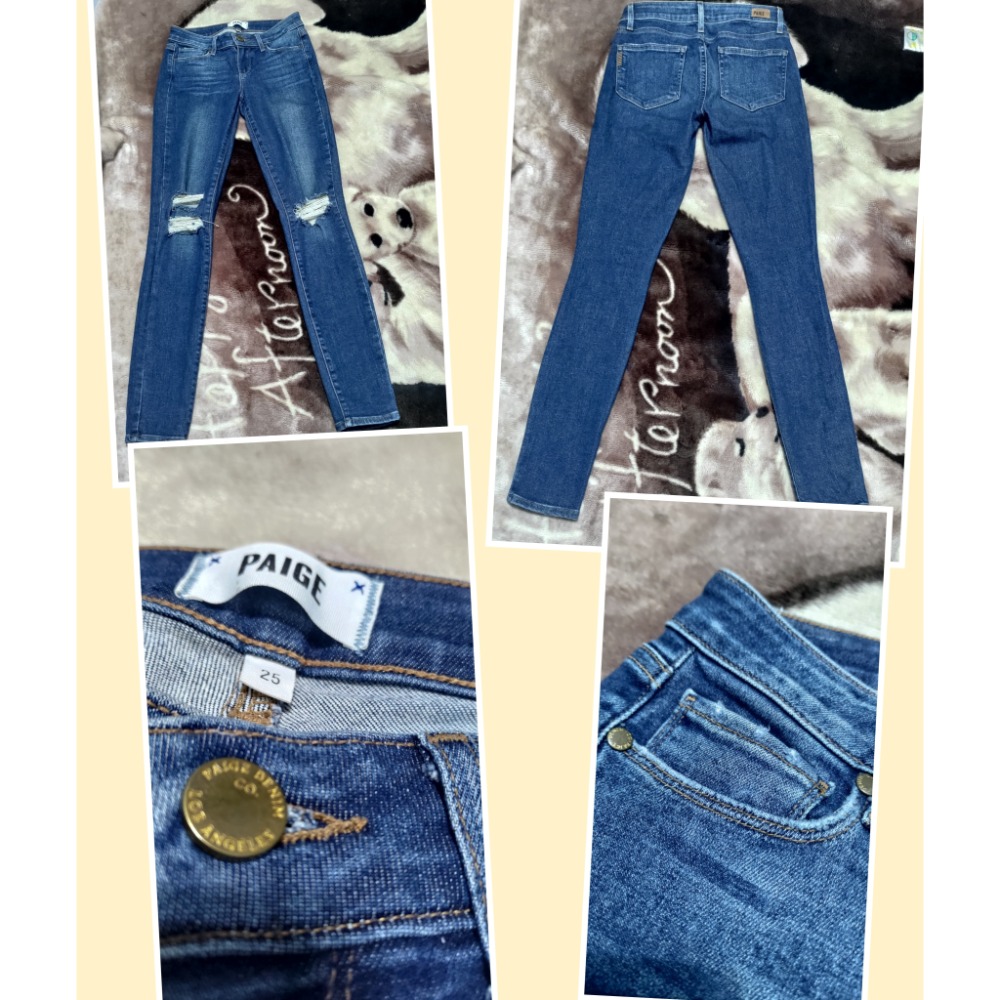 二手PAIGE美國製刷破彈性牛仔褲25腰 GA 美國製 刷破彈性牛仔褲25腰-細節圖2