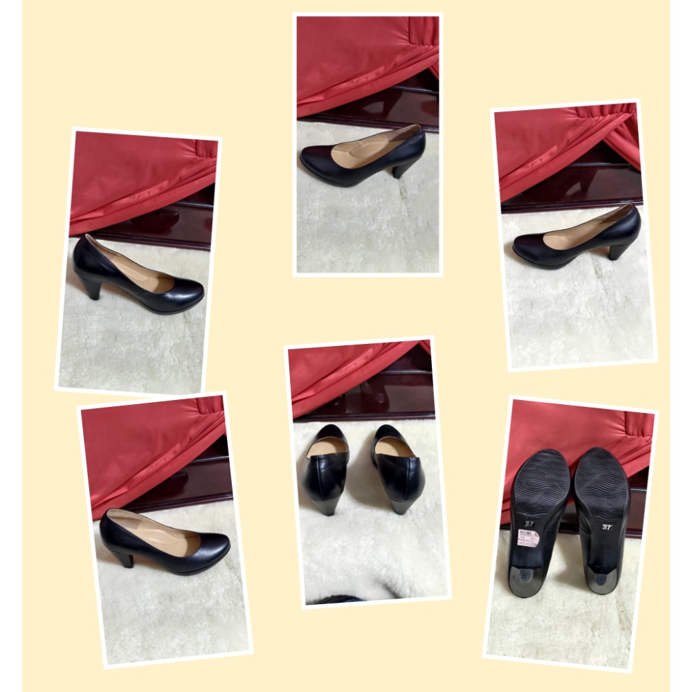 二手 Demix 涼鞋 厚底 23.5 DR.KAO真皮厚底包鞋23.5 M&G真皮事務鞋 跟鞋37號-規格圖4