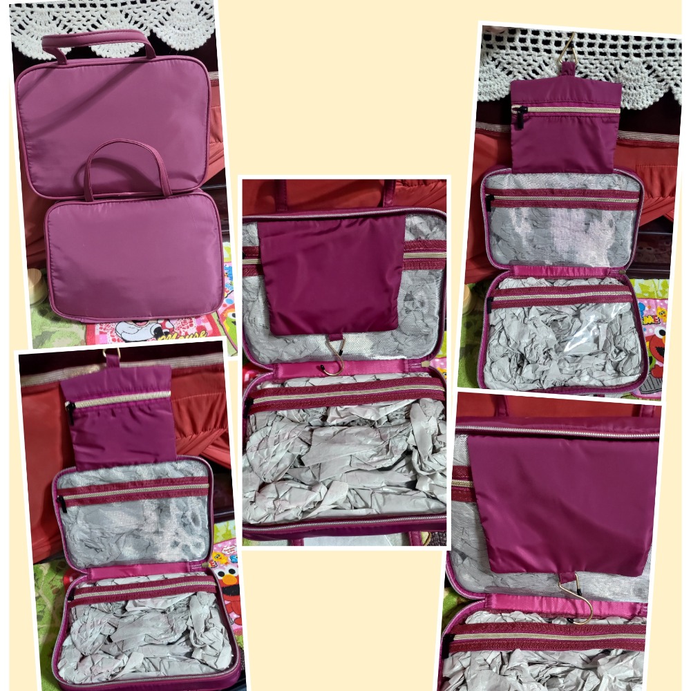 Jones New York 化粧 旅行收納手提包 KT收納盒 雅詩蘭黛紅色流蘇 化粧包 招福貓 吊飾-細節圖5