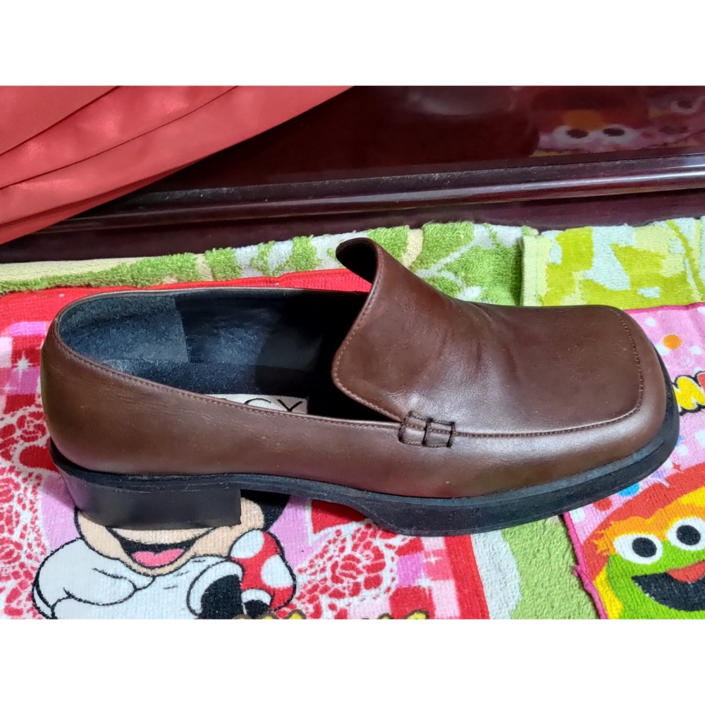 MAGY 方頭真皮 咖啡色 粗跟 樂福鞋22.5公分-細節圖6