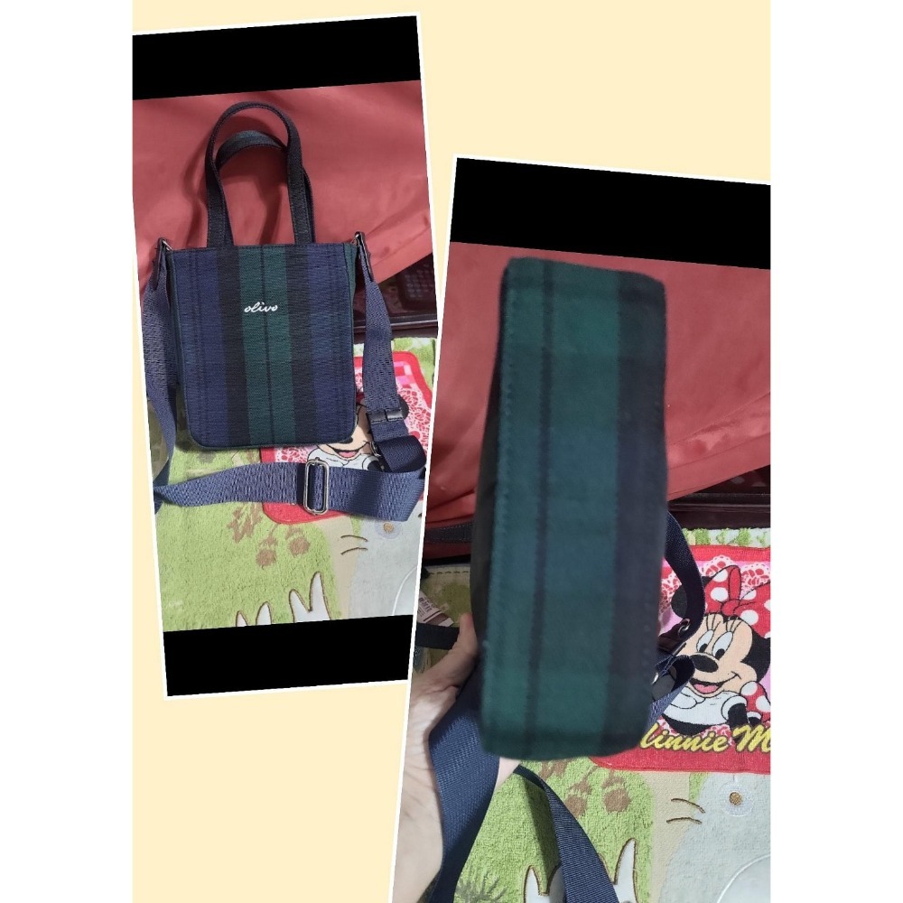 Little sisi品牌 肩斜背包 OLIVO 售出經典藍綠格 Uniqlo絨毛手提後背包-細節圖4