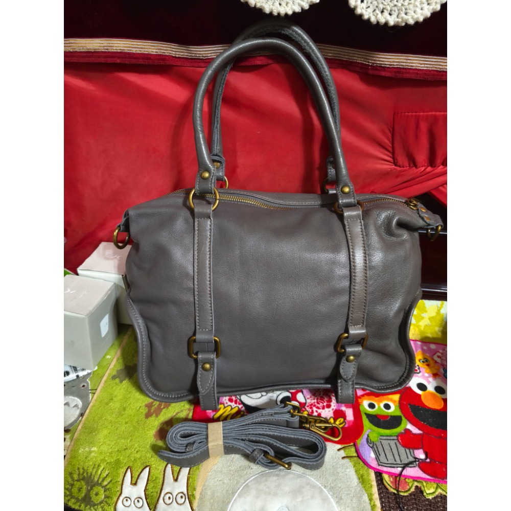 軟真皮手提包 肩斜背包 庫洛米 手提包 Zakka防水包 大容量  MS.SHIANG黑色包-細節圖8