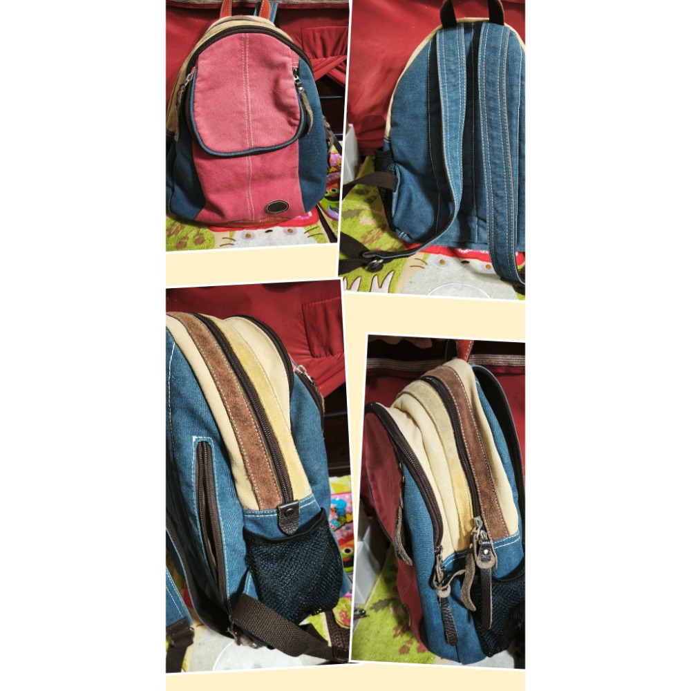 有購燒包後背包 手提包 日本 NEKOMARUKE軍綠帆布三袋格 PORTER 收納包手拿包 In線條手拿袋-細節圖4