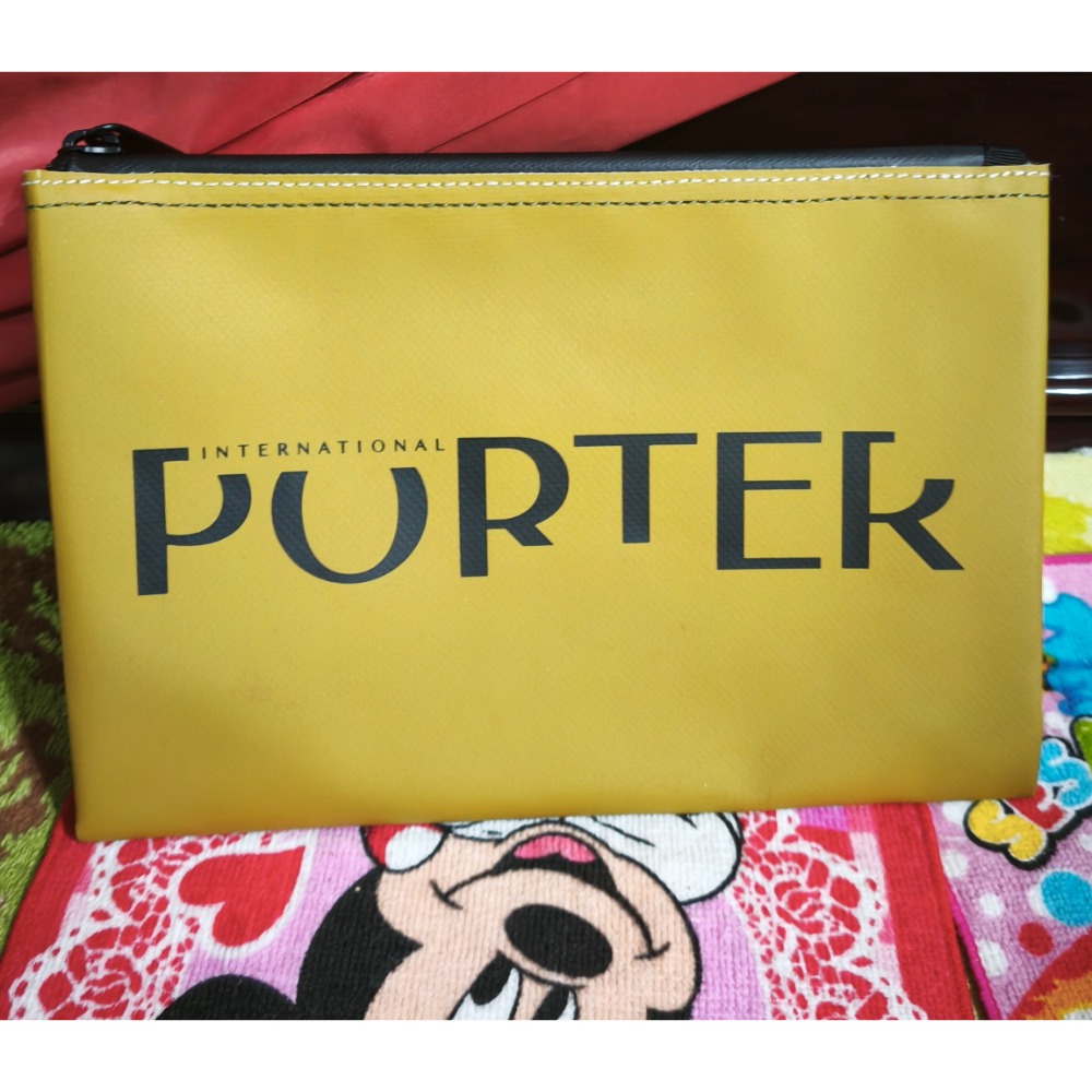 有購燒包後背包 手提包 日本 NEKOMARUKE軍綠帆布三袋格 PORTER 收納包手拿包 In線條手拿袋-細節圖9