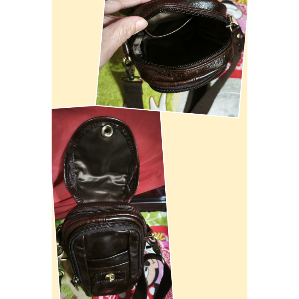 真皮男士手機隔層單斜背包 扣環 SAIME 尼龍防潑水 後背包 Uma hana防水包-細節圖4