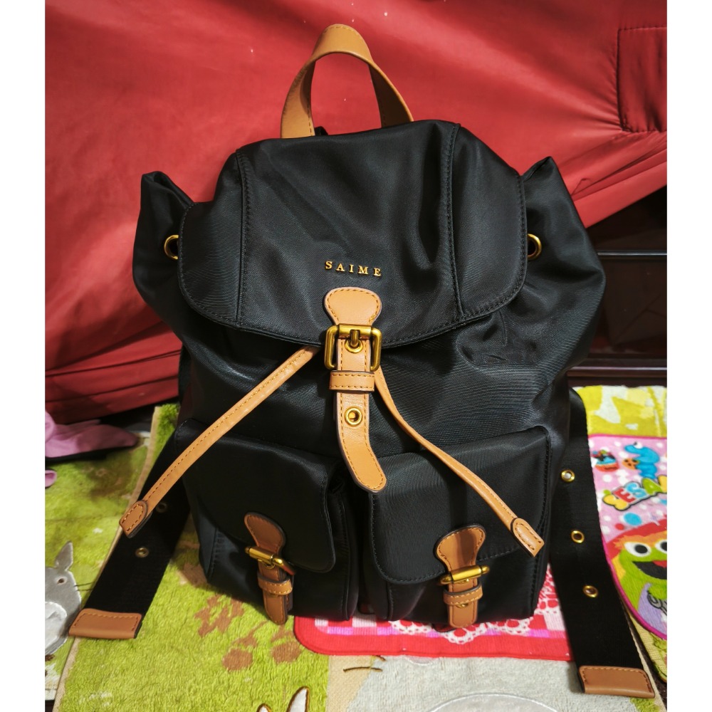 真皮男士手機隔層單斜背包 扣環 SAIME 尼龍防潑水 後背包 Uma hana防水包-細節圖8