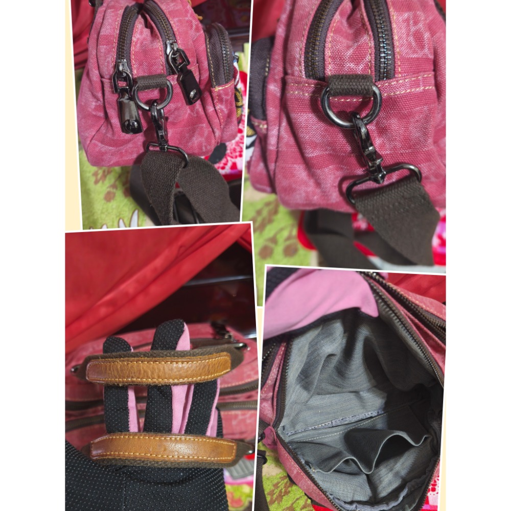 艾王戶外背包徒步運動紫花色 民族風刺繡手提肩斜包 CHEVIOT 雪菲英文字母肩斜 Hush Pupples旅行包-細節圖4