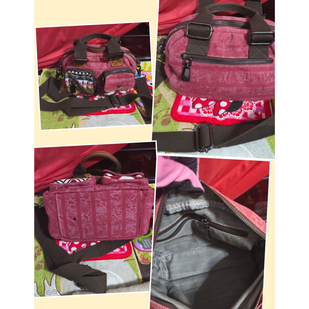 艾王戶外背包徒步運動紫花色 民族風刺繡手提肩斜包 CHEVIOT 雪菲英文字母肩斜 Hush Pupples旅行包-細節圖5