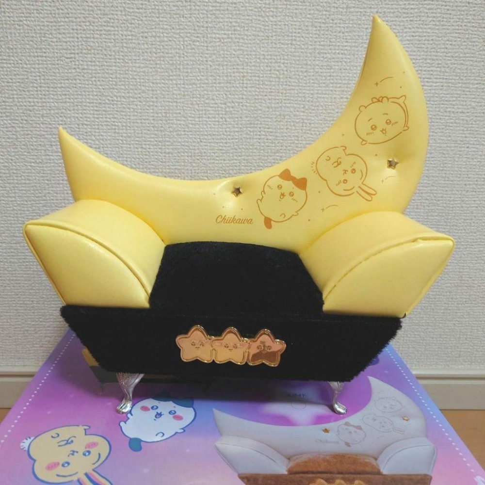 🇯🇵吼皮玩具🇯🇵 吉伊卡哇 小八貓 兔兔 月亮沙發 珠寶盒 黃色款 首飾 飾品 收納盒 烏薩奇 Chiikawa 景品-細節圖6