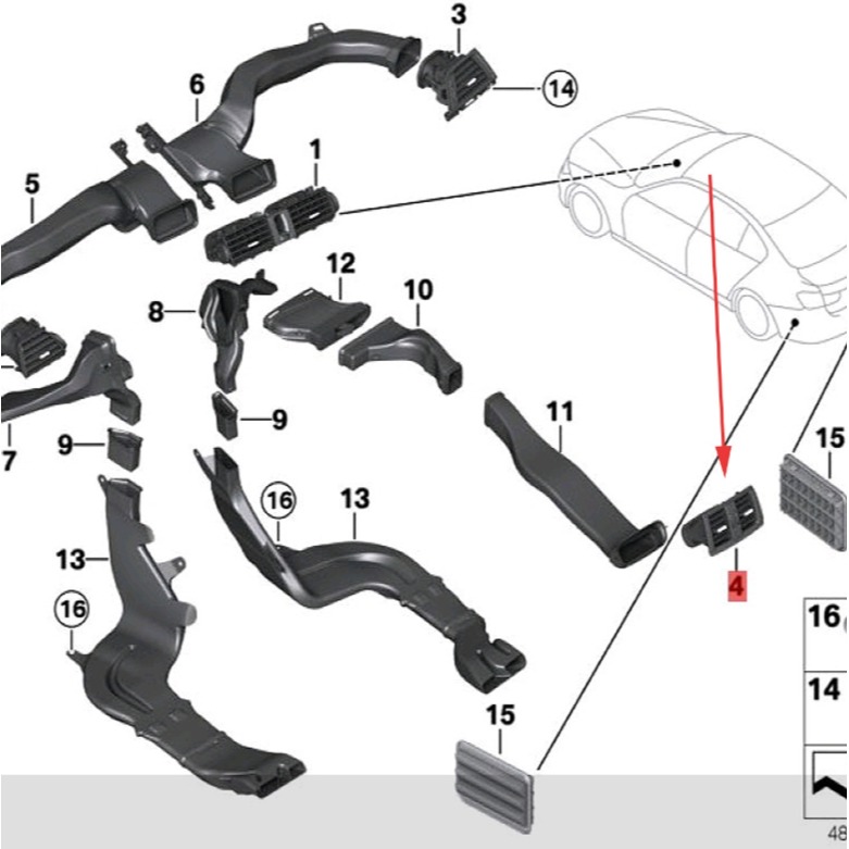 BMW F30 F31 後座出風口 64229265350 64229333675 F34 F20 F21 F33-細節圖8