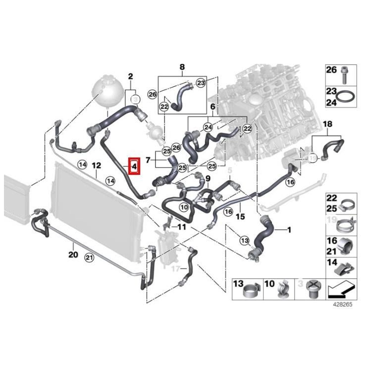 BMW 熱水管 F07 F10 F11 冷卻液軟管 17127619687-細節圖5