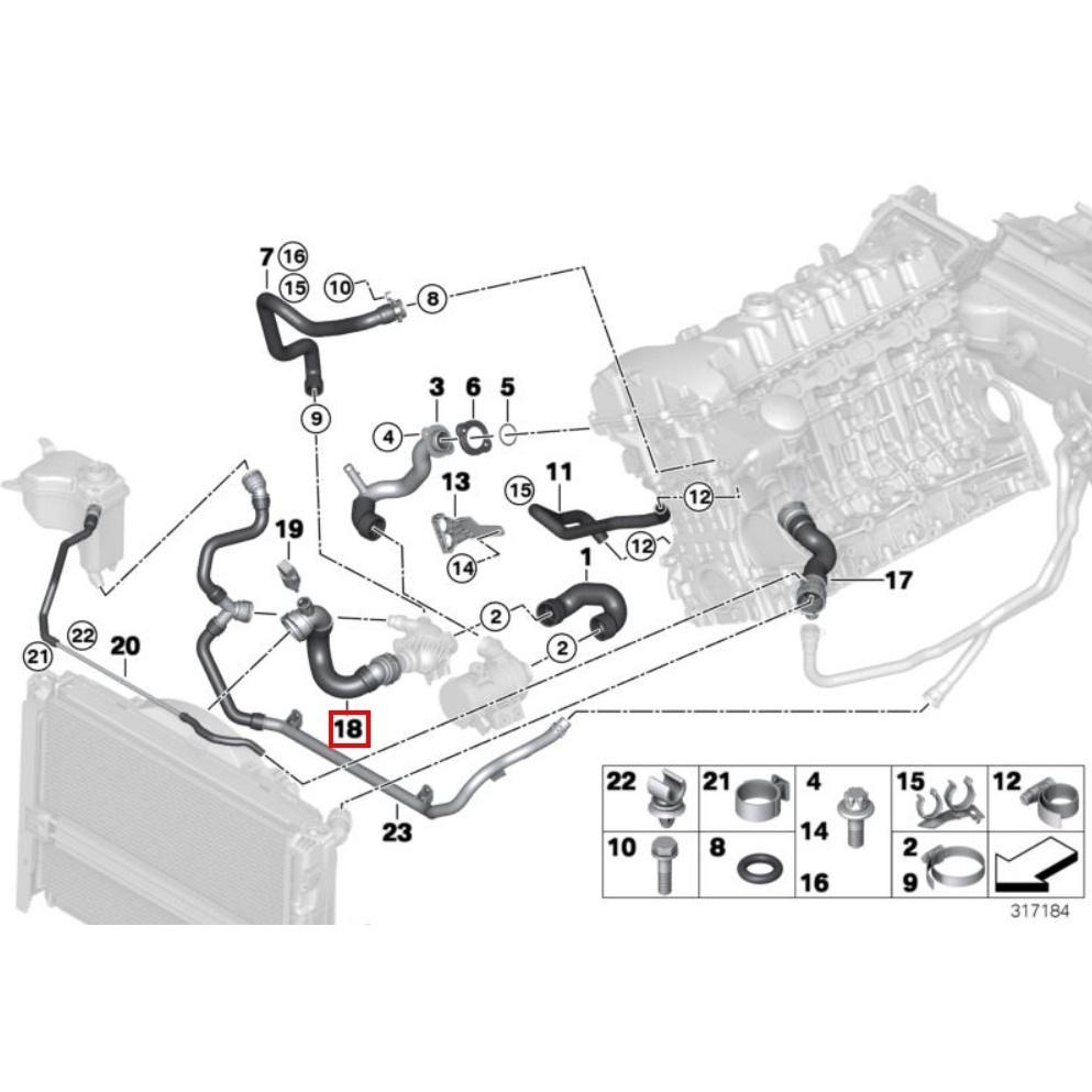 BMW E82 E87 下水管 17127531581 E88 E90 E91 E92 E93 散熱器軟管-細節圖5