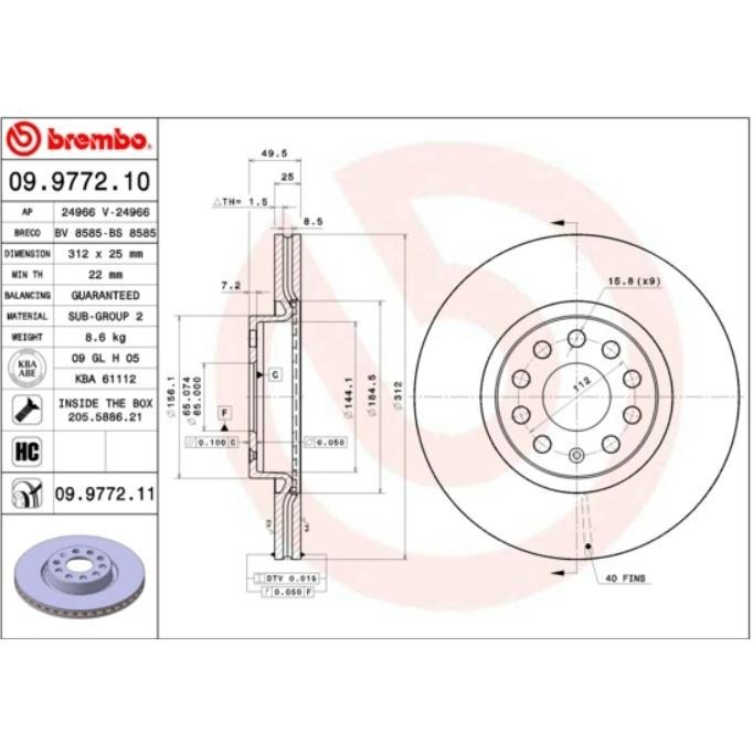 SKODA OCTAVIA  SUPERB  YETI 前 煞車碟盤 09977210 煞車盤 1K0615301AA-細節圖2