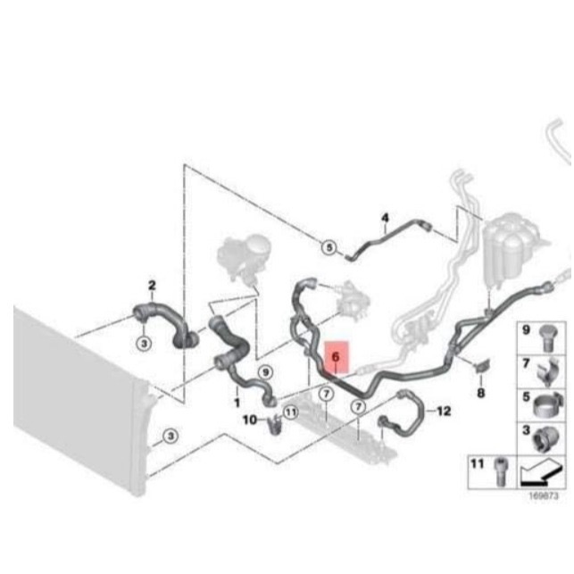 BMW N55 F15 F16 熱水管 17127623272 水泵浦 到 備水桶 水管-細節圖3