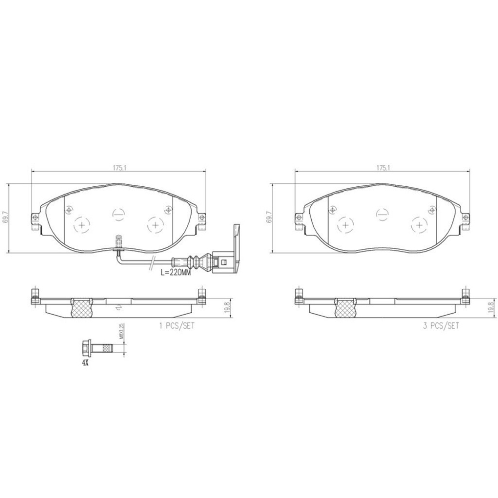 福斯 ARTEON 前 來令片 P85131 GOLF PASSAT TIGUAN CC SHARAN T-ROC-細節圖3