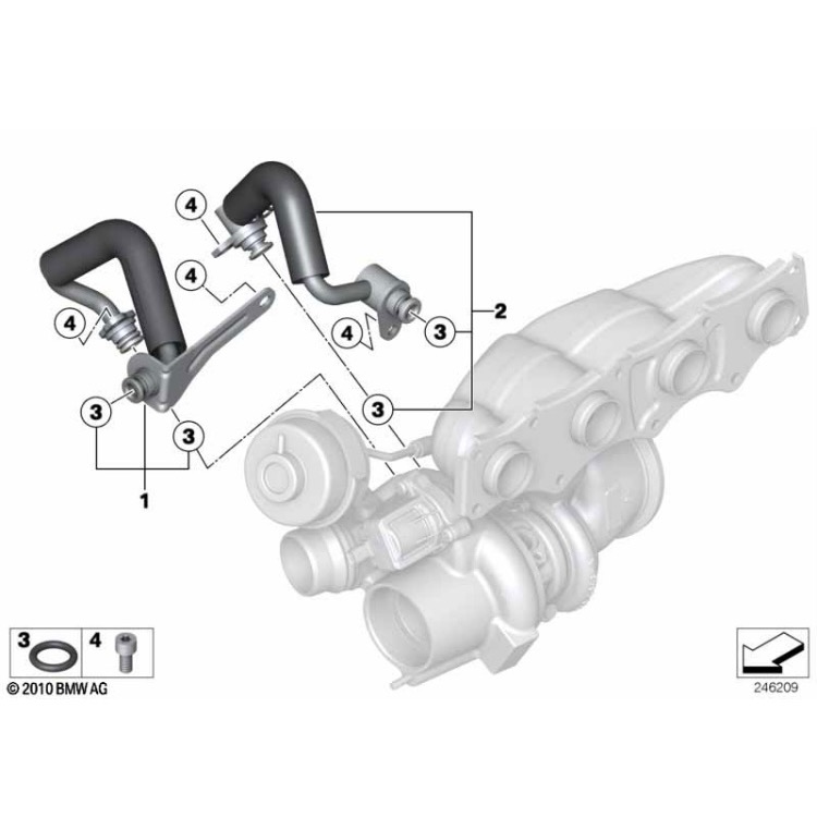 Bmw F10 F20 E84 F30 F25 F26 渦輪增壓器鐵管 11538663517 11538663516-細節圖2