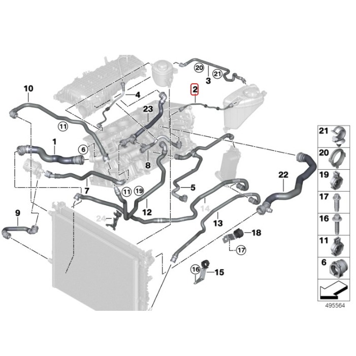 BMW F90 G11 熱水管 備水桶接出 G12 G30 G31 G32 17128602599-細節圖6
