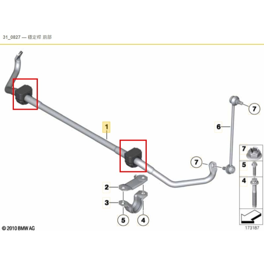 BMW F02 前 平均桿橡皮 防傾桿橡皮 31356793101-細節圖5