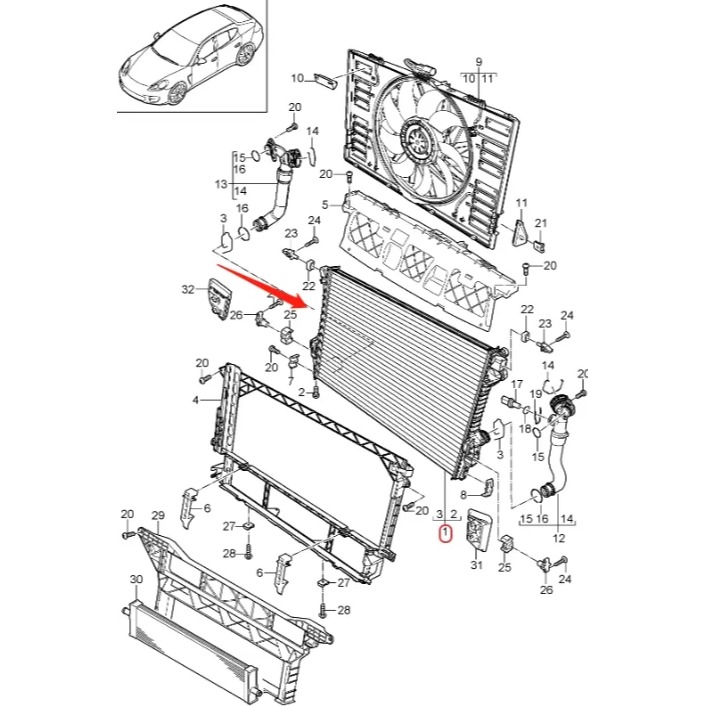 保時捷 PANAMERA 970 3.6 水箱 塑鋁 97010613103  97010613102-細節圖4