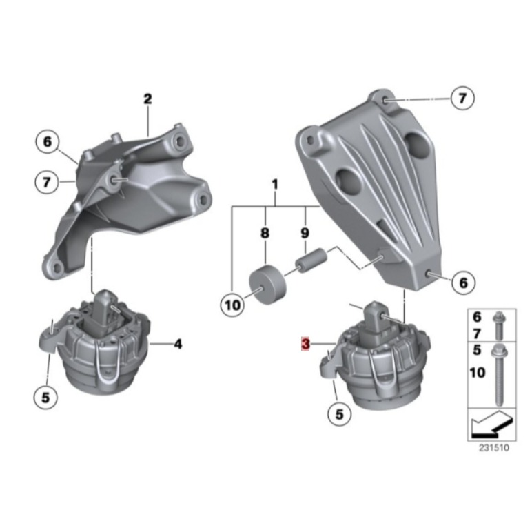 BMW N55 F07 F10 F11 F0 引擎腳  22116859846 22116859845-細節圖4