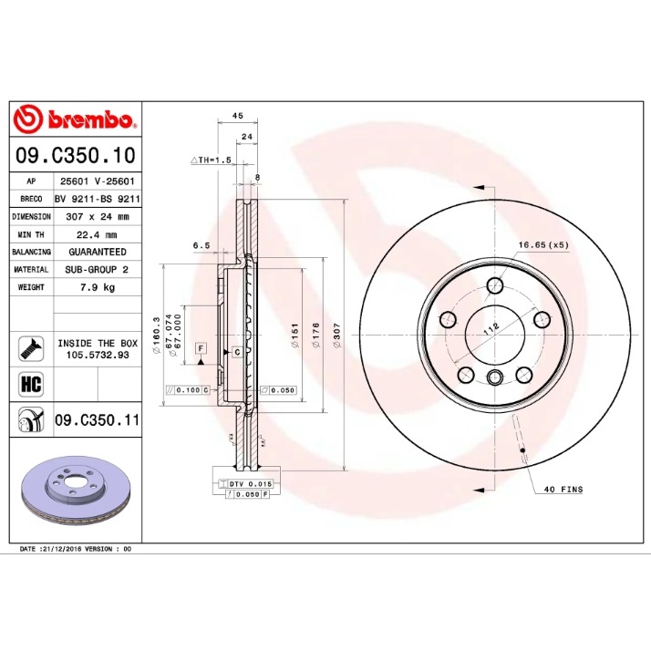寶馬 MINI F40 F45 F46 前煞車盤 前碟盤 F48 F60 34106891079 09C35011-細節圖2