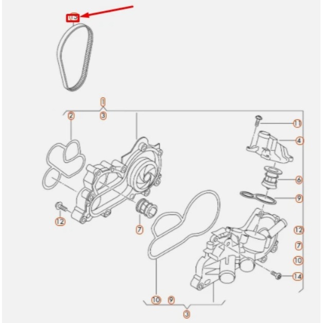 SKODA FABIA 水泵浦皮帶 KAMIQ OCTAVIA YETI 04E121605L 04C121605-細節圖3