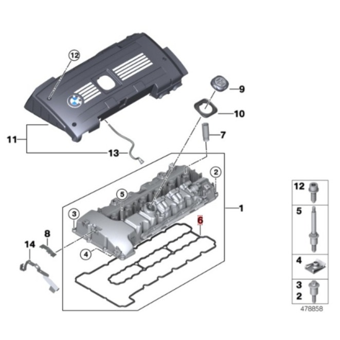 寶馬 E60 N54 汽門蓋墊片 11127565286 E71 E82 E88 E89 E90 E91 F01 F02-細節圖5
