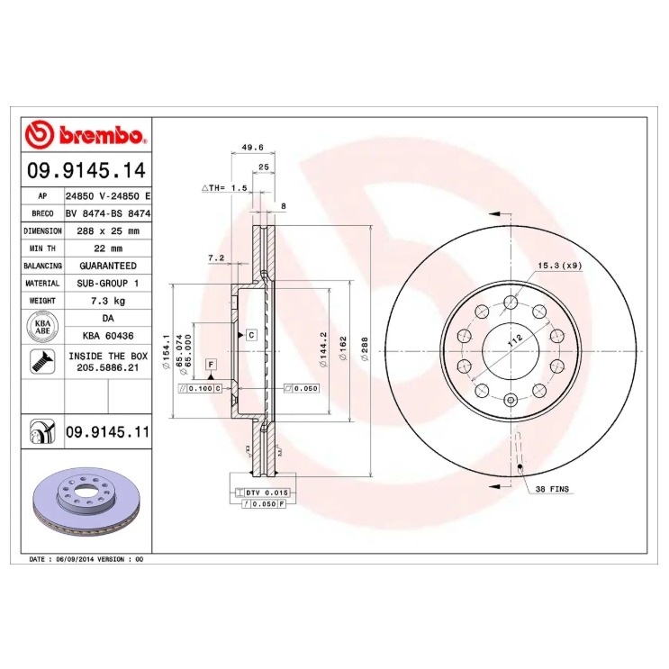 福斯 CADDY 前 煞車盤 09914511 GOLF SCIROCCO T-RO TOURAN BEETLE-細節圖2
