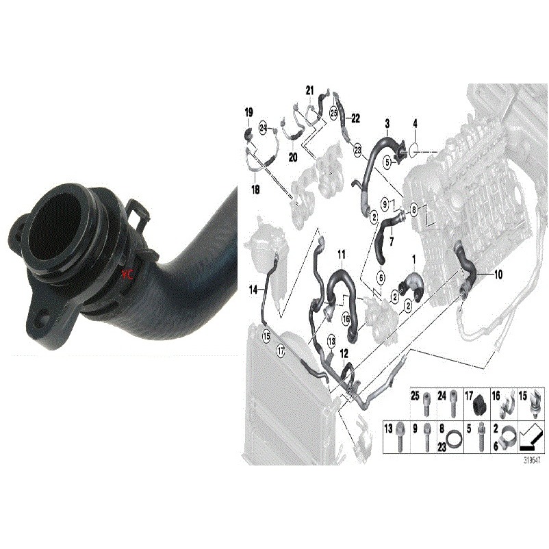 寶馬 E82 E88 熱水管 汽缸蓋 節溫器 11537541992 E89 E90 E91 E92 E93-細節圖3