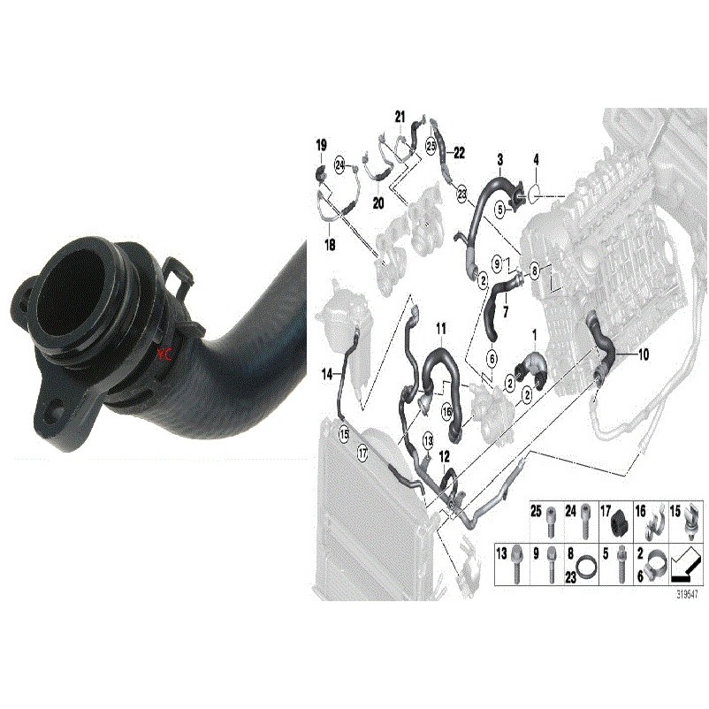 寶馬 E82 E88 熱水管 汽缸蓋 節溫器 11537541992 E89 E90 E91 E92 E93-細節圖3