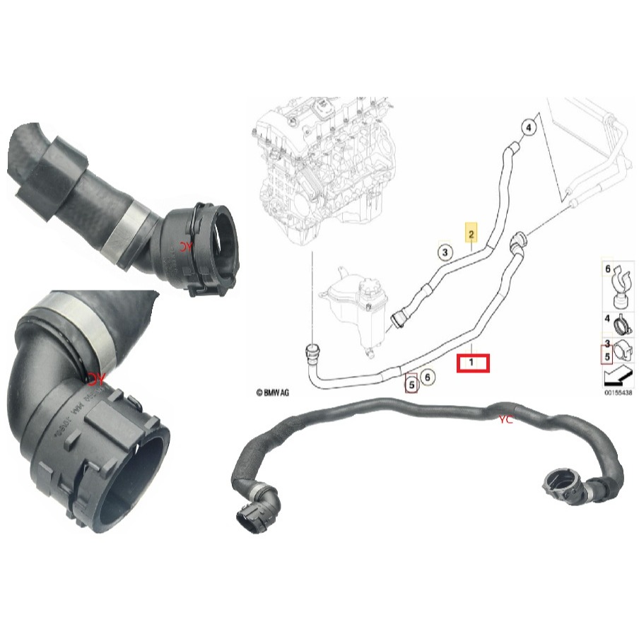 寶馬 E82 E84 熱水管 引擎 熱交換器 暖氣 64216983858 E88 E90 E91 E92 E93-細節圖5