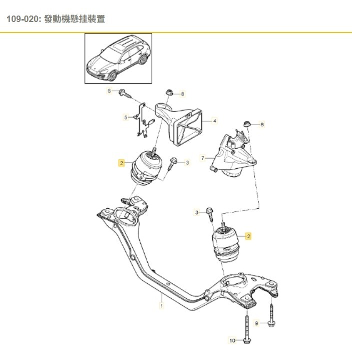 保時捷 凱燕 引擎腳 95837504900 CAYENNE 福斯 TOUAREG 引擎支架 7P5199131-細節圖7