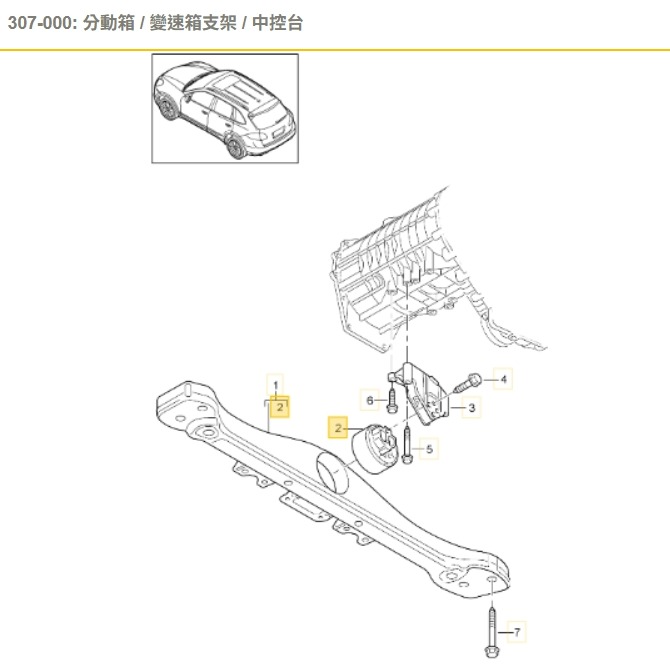 保時捷 凱燕 變速箱腳 7L0399249B CAYENNE 福斯 TOUAREG 奧迪 Q7 95537505720-細節圖3