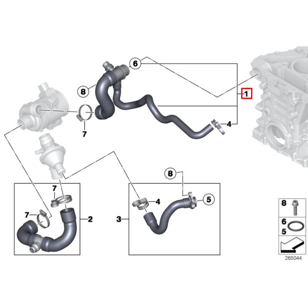 BMW E84 F10 F20 F22 F30 F32 F34 F36 熱水管 水幫浦 引擎 11537639997-細節圖6