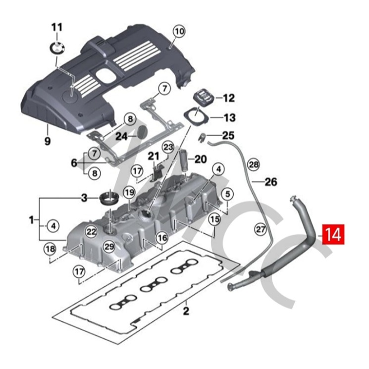 BMW F01 F02 F10 F25 廢棄管 11157581815 排氣軟管 接汽門蓋 3插快接-細節圖5