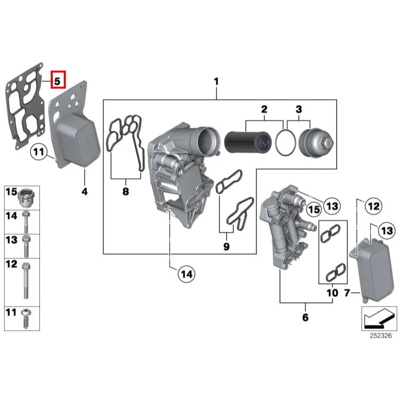 BMW F01 F10 F15 機油冷卻器墊片 11428516396 F20 F25 F30 N47N N57N-細節圖5