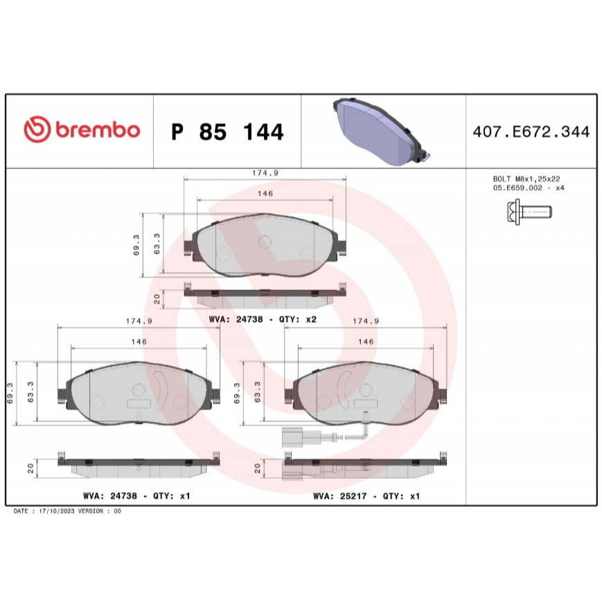 SKODA KODIAQ 前 煞車皮  OCTAVIA SUPERB P85144 7N0698151E-細節圖2