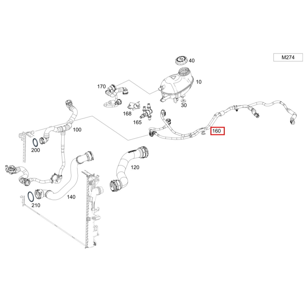 賓士 M274 熱水管 接備水桶 W253 X253 C253 GLC 2535013700-細節圖5