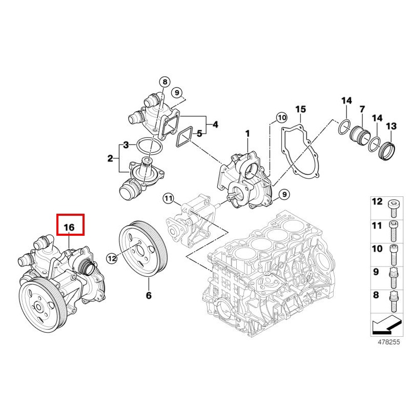 BMW N42 N45 E81 E46 E90 E91 E83 水泵浦 總成 11517574119 N45N N46-細節圖6