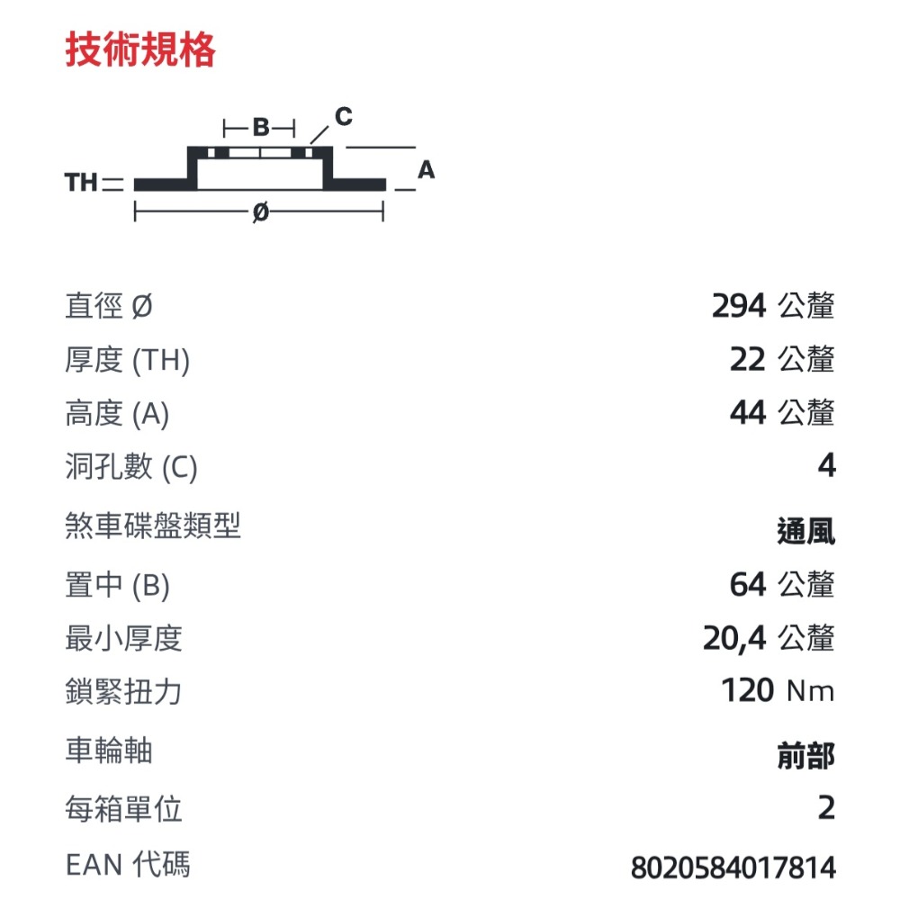 Mini R50 R53 R55 R56 R57 R58 R59 前 煞車盤 34116858652 09A04731-細節圖5