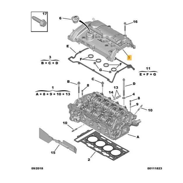 雪鐵龍 C4 C5 汽門蓋總成 9818425480 標緻 寶獅 308 508 3008 5008-細節圖4
