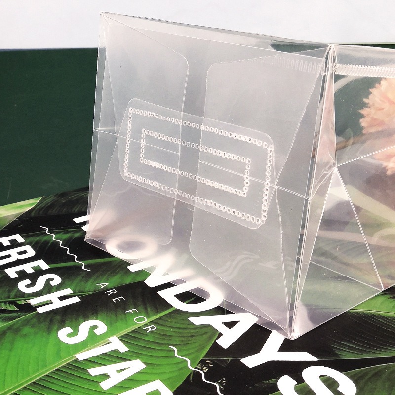 (現貨)透明梯形手提袋 方形提袋 花束提袋 包裝提袋 透明提袋 禮品袋 情人節禮品袋【銅板價幼教福利社】-細節圖3