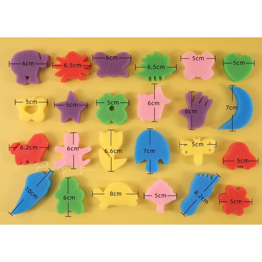 (現貨)造型海綿印章24入 塗鴉海綿 蓋印工具 幼兒繪畫用具 造型印章 [銅板價幼教福利社]-細節圖2