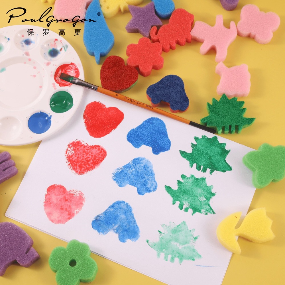 (現貨)造型海綿印章24入 塗鴉海綿 蓋印工具 幼兒繪畫用具 造型印章 [銅板價幼教福利社]-細節圖3