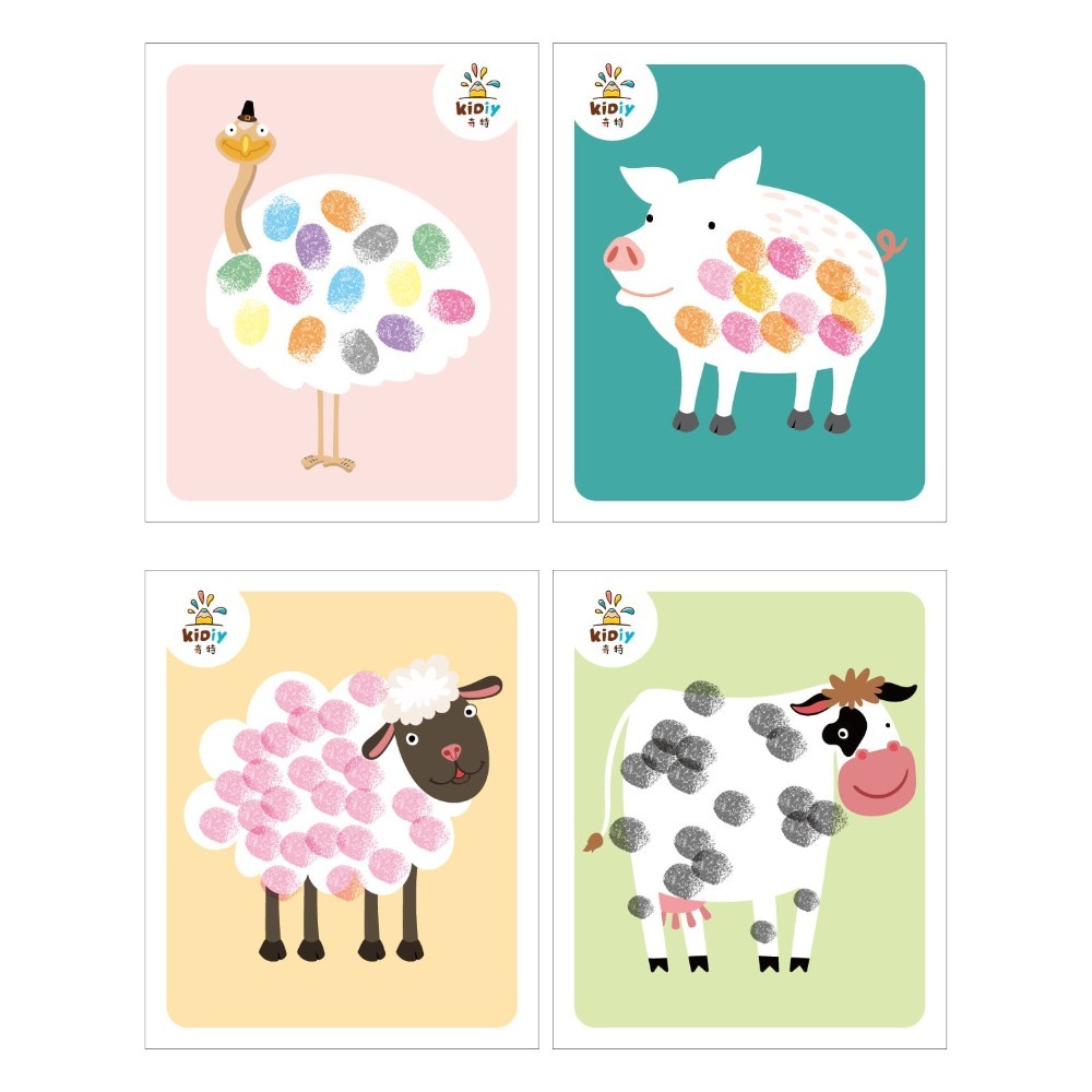 (現貨)指印畫小卡 闖關遊戲 學校活動 指印畫 美勞素材  (4款各10張)【銅板價幼教福利社】-細節圖2