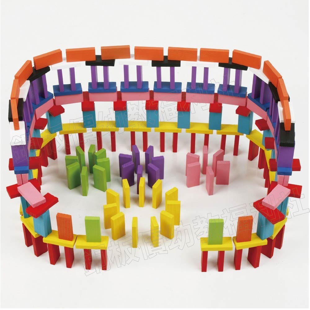 (現貨)彩色骨牌（120片）多米諾 教具 玩具 骨牌積木 彩虹木製積木 骨牌遊戲 長方積木【銅板價幼教福利社】-細節圖4