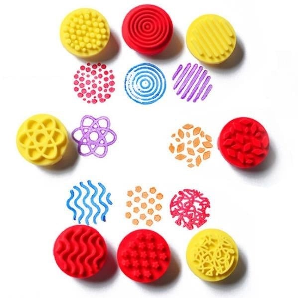 (現貨)花紋手指印章 8入 美勞 繪畫專用 兒童彩繪 彩繪印用具 塗鴉印用品  DIY【銅板價幼教福利社】-細節圖2