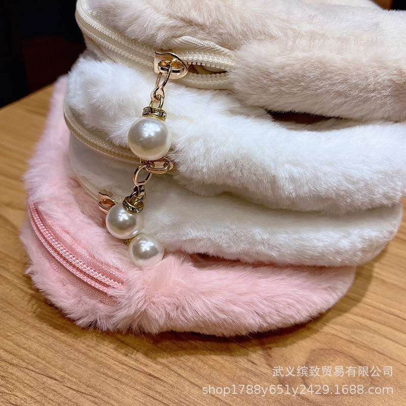 日韓毛絨化妝包 現貨! 超大容量 刺繡 可爱少女簡約 收納包 方便攜帶 洗漱包 鉛筆盒 大容量筆袋少女風STARS-細節圖10