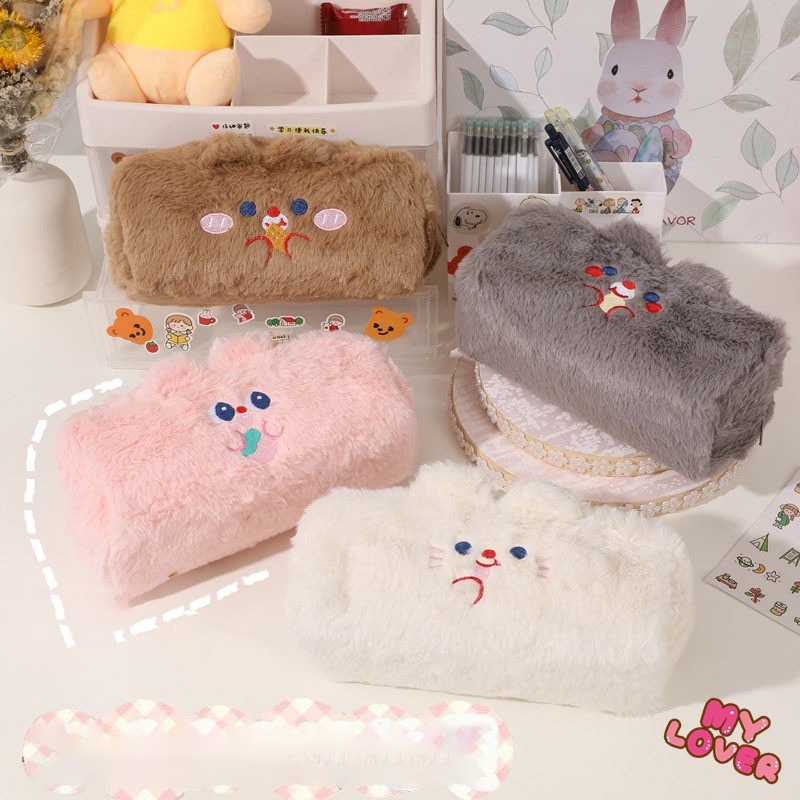 毛絨絨筆袋 文具袋 化妝包 收納 文具 絨毛收納袋 大容量鉛筆袋 毛絨筆袋 絨毛化妝包 少女筆袋 STARS-細節圖7