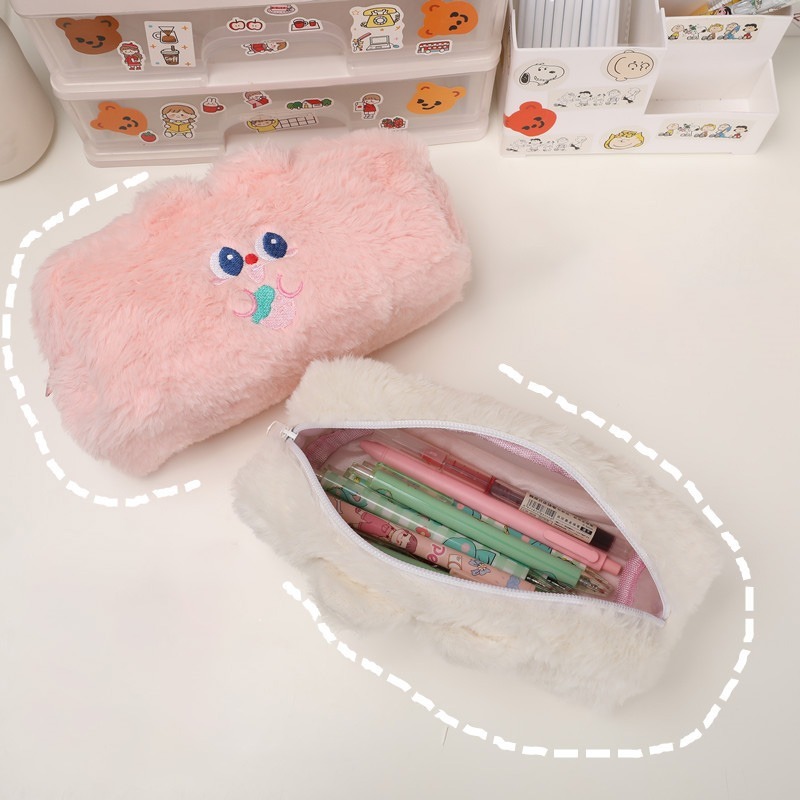 毛絨絨筆袋 文具袋 化妝包 收納 文具 絨毛收納袋 大容量鉛筆袋 毛絨筆袋 絨毛化妝包 少女筆袋 STARS-細節圖8